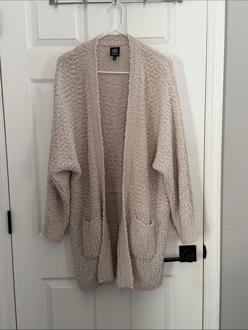 Beige Cozy Open-Front Popcorn Cardigan
